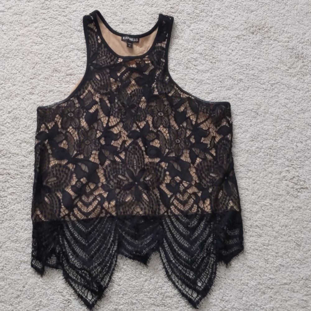 Express lace crop halter top